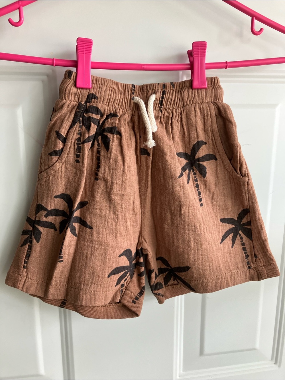 Zara brown palm tree shorts size 4 NWT